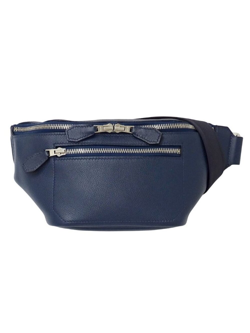 Hermes Belt Bag City Slide Cross PM Evercolor Navy Silver Small